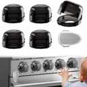 Stove Knob Safety Covers for Child Baby Proofing Kitchen Universal Size Gas Knob Covers Clear View Childproof Oven Knob Covers for Kids and Pets (5packs +1locks) (Black)