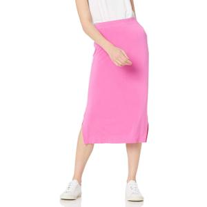 Amazon Essentials Women's Pull-On Knit Midi Skirt with Elastic Waist, Stretchy (Pink, M)