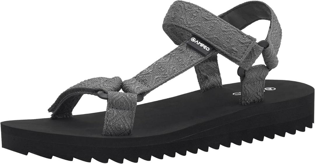 Ampeo Women's Arch Support Hiking Sandals Comfortable Summer Beach Walking Sport Athletic Water Sandals (9, Grey)