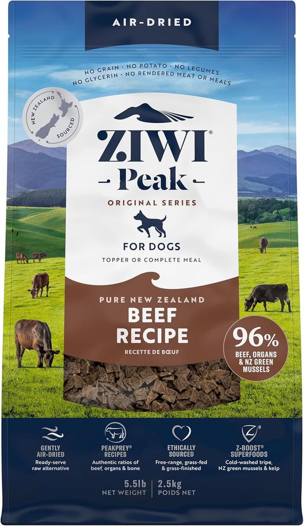 ZIWI Peak Air-Dried Dog Food  Beef - All Natural, High Protein, Grain Free, Limited Ingredient w/ Superfoods (88oz) (5.5 Pound (Pack of 1))