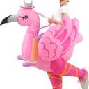 Inflatable Flamingo Costume Adult, Inflatable Costumes Women, Pink Flamingo Funny Suit Blow Up Costume for Adults, Halloween Costumes Summer Hawaiian Luau Flamingo Themed Party