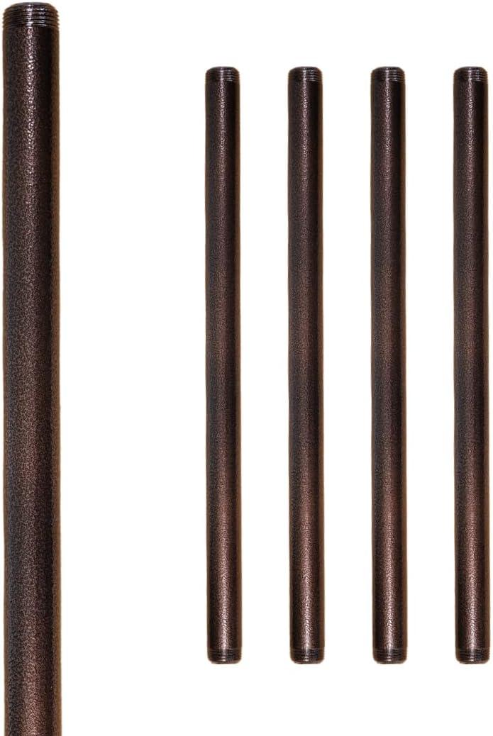 Hammered Bronze 3/4in x 30in, High Grade Carbon Steel Pipe Fittings, Perfect for Home Dcor Projects - Beautiful, Durable, Safe Industrial Pipe, QTY 4