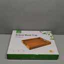 Joy&Grace Ottoman Tray for Living Room, Large Acacia Wooden Serving Tray with Handles for Coffee Table, Breakfast in Bed, Food Dinner, Decorative Tray (Color Natural, 16.7" x 12.8" x 2")