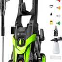2025Upgraded Electric Pressure Washer, 4300 PSI 2.8 GPM Power Washer 58FT Total Long with 4 Quick Connect Nozzles, Inlet Hose & Filter& Foam Cannon for Cars/Fences/Driveways/Home Cleaning (GREEN)