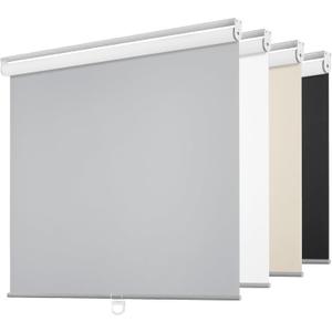 ChrisDowa Cordless Free-Stop 100% Blackout Blinds for Windows, Roller Windows Shades with Thermal Insulated, UV Protection Fabric for Living Room, Office and Home.Grey,26" W X 72" H