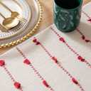 Caflife Christmas Valentines Table Runner 90 Inchs Long for Farmhouse Room Home Valentine's Day Decorations, Boho Red Table Runner, Natural Cotton Woven for Holiday Kitchen and Dining Table Decor