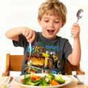 Kids4ever Boys T-Shirts Cotton Alphabet Truck Pattern Short Sleeve Toddler Tee Shirt for 2-6 Years Old (Gray)