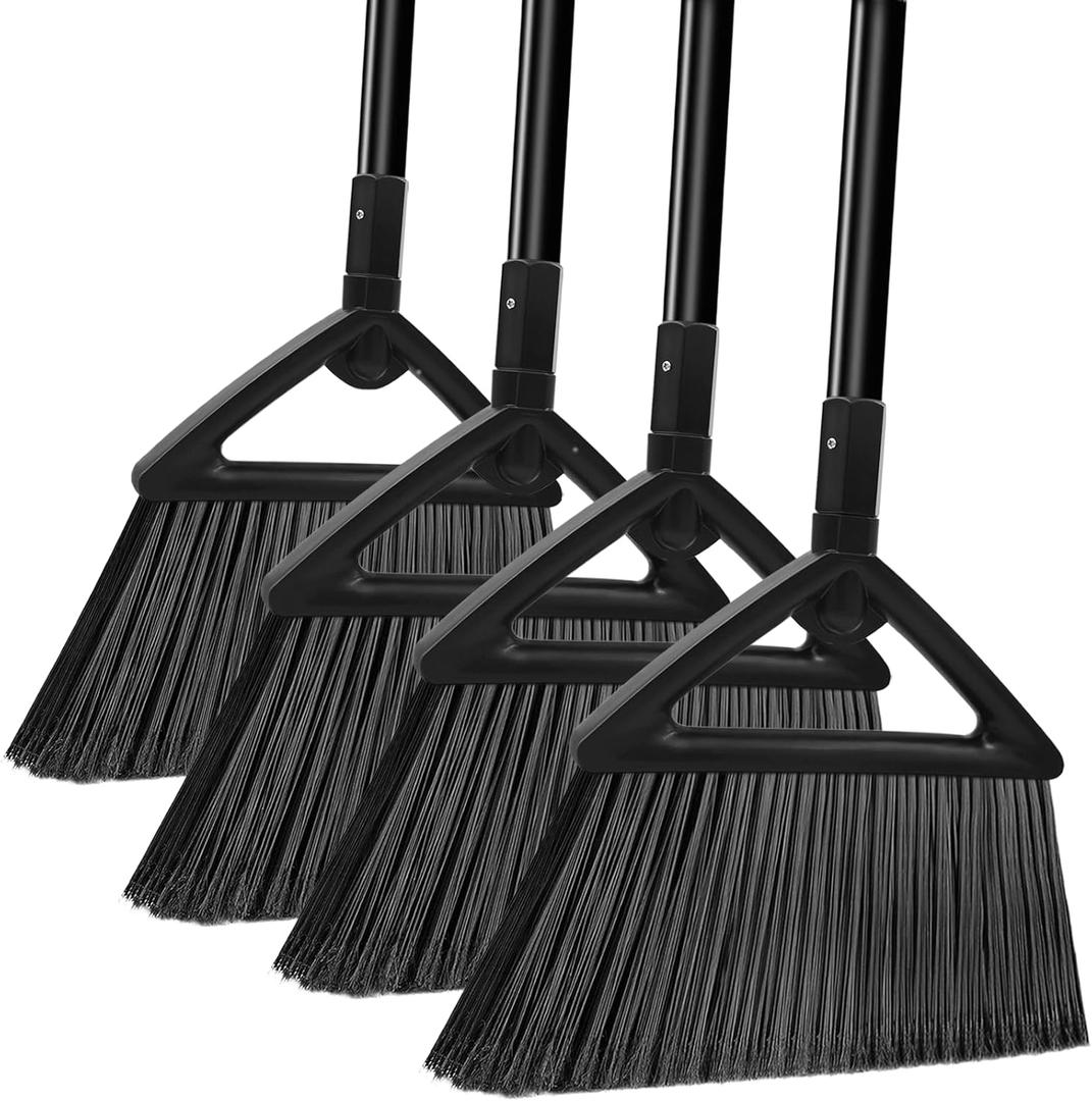 Heavy Duty Broom Outdoor Indoor,Upgraded Commercial Angle Brooms,Black Broom for Sweeping House,Restaurant,Kitchen,Garage,Courtyard