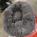 20in Cat Beds for Indoor Cats, Calming Donut Bed for Puppy and Kitten, Washable Round Fluffy Pet Bed for Small Medium Dogs and Cats (Dark Grey)