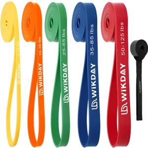 WIKDAY Resistance Bands, Pull Up Bands, Workout Bands for Exercise, Thick Heavy Resistance Band Set with Door Anchor, Elastic Bands for Body Stretching, Training at Home/Gym for Men & Women (8-125LBS)