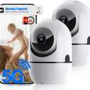 Indoor Security Camera - 5G & 2.4GHz Dog/Pet WiFi Security Camera & Motion Detection, 360 Pan/Tilt Plug-in Indoor Camera for Home Security, Smart AI 911 One-Click, US Cloud Storage (2Pack)