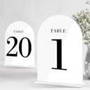 White Arch Wedding Table Numbers with Double Sided Lettering 1-20, Acrylic Signs with Stands, Perfect for Weddings, Events, Parties, Ceremonies