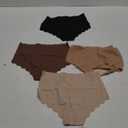 SHARICCA Seamless High Waisted Underwear for Women Cheeky Underwear Wave Edge No Show Bikini Panties Ribbed Panties Pack (Small, 4p - Brown)