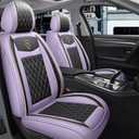 Car Seat Covers Full Set, Super Luxurious Heavy Universal Duty Waterproof Leather Automotive Vehicle Cover for Cars SUV Pick-up Truck, Non-Slip Seat Purple Car Accessories (Full Set/Light purple)