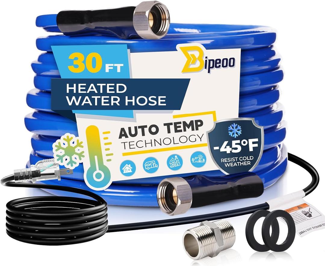 30FT Heated Water Hose for Rv,Heated Water Hose Antifreeze to -45F,Great Rv Accessories for Campers,Livestock,Agriculture,Lead and BPA Free
