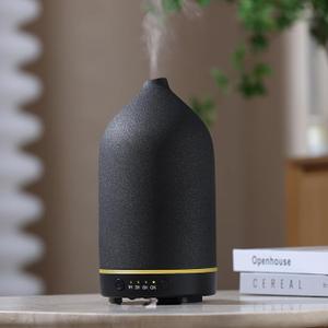 Gooamp 200ML Ceramic Essential Oil Diffuser  Ultrasonic Aromatherapy & Humidifier with 7Color LED Lights, Auto ShutOff, Black, 1H/3H/6H Timer | Scent for Home, Office, Yoga
