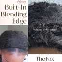 The fox Kinky Curly Half Wig Human Hair with Upgrade Blending Edges 100% Remy Human Hair 3C/4A Glueless Flip Over Drawstring 3-in-1 Wear & Go Wigs Beginner Friendly Headband Wig (Natural Color, 16")