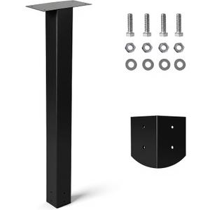 43" Heavy Duty Galvanized Steel Mailbox Post - Rustproof 4x4 Black In-Ground Mount, USPS Compliant, Easy DIY Installation for Standard Mailboxes