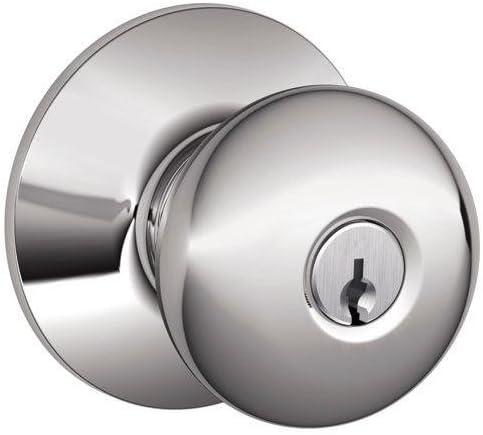 SCHLAGE F51A PLY 625 Plymouth Knob Keyed Entry Lock, Bright Chrome