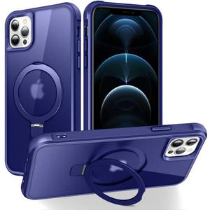 PIXIU Strong Magnetic for iPhone 12 Pro Max case Compatible with Mag-Safe, Built-in Invisible Stand,Military Shockproof Slim Protective Matte Phone Cover for iPhone 12 Pro Max 6.7"-Blue