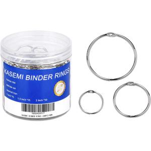 Binder Rings,KASEMI 100pcs Book Rings Assorted Sizes (1,1.5,2 inch) for School,Classroom,Office