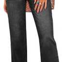 SHEWIN Straight Leg Jeans for Women Trendy High Rise Tapered Flare Jeans Stretchy Wide Leg Ankle Denim Pants with Pockets (4, Black)