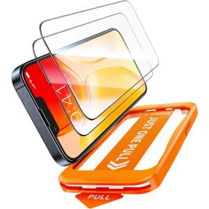 TORRAS 12FT Military-Grade Shatterproof for iPhone 16e/14/13 Pro/13 Screen Protector [9H+ Durable One-Pull Installation] Tempered Glass Screen Protector 16e/14/13 Pro/13 6.1 2 Pack