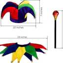 Jester Hat, Collar, and Wand Set - 3-Piece Costume for Adults - Hilarious Halloween and Party Accessory