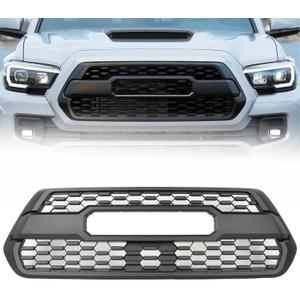 Matte Black Bumper Grille Assembly Fit for 2016-2023 Toyota Tacoma SR/SR5/TRD Bumper Grill Shell Front Upper Grille Hood Grill Accessories W/O Letters