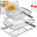Air Fryer Basket for OvenYEPATER 2 Set Stainless Steel Air Fryer Tray and Pans for Oven,Air Fryer Pan with Crisper Tray for Baking Grilling Cooking and Frying (15.6" x 11.6" & 12.8" x 9.6")