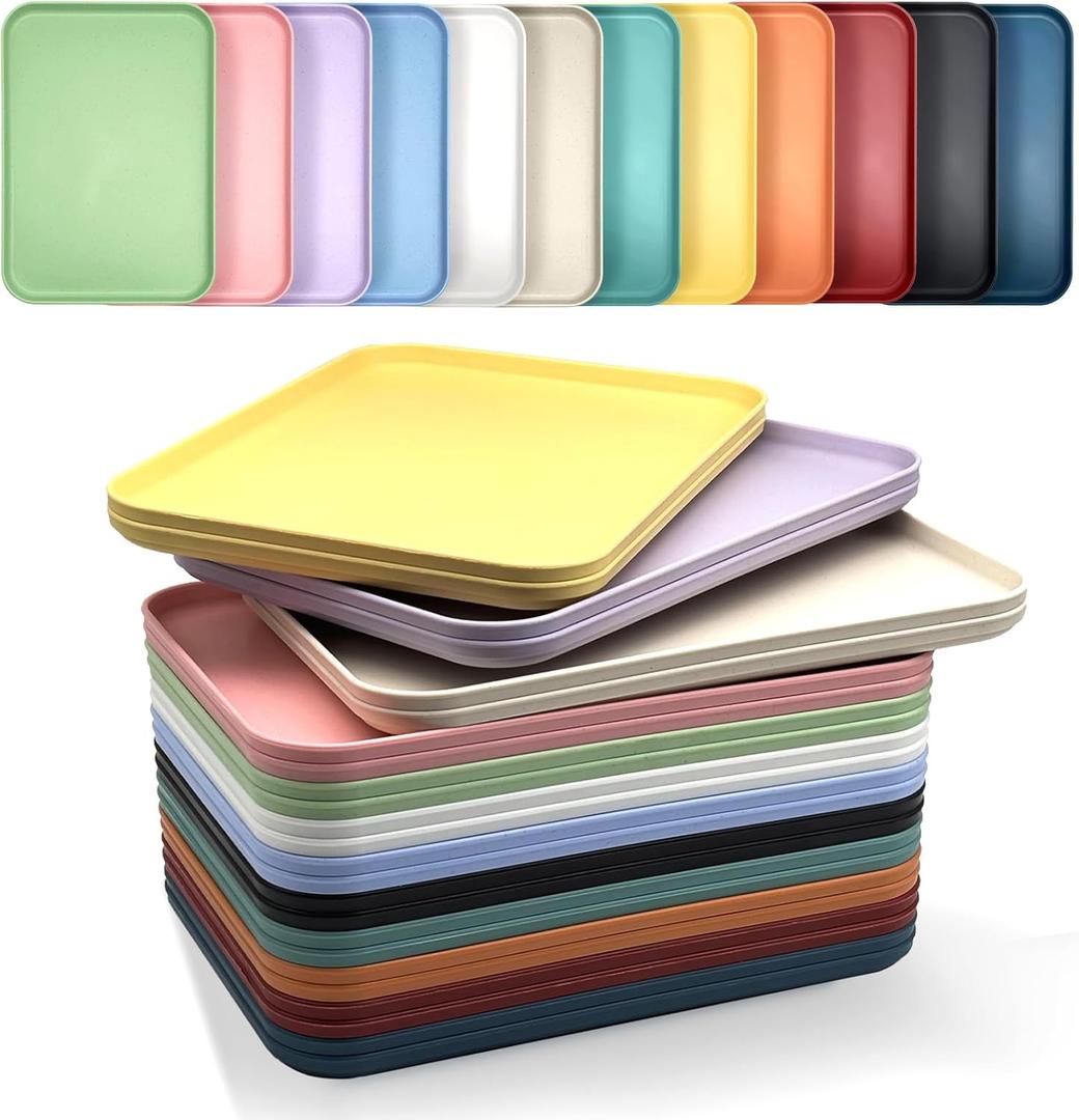 10 Pack Plastic Art Craft Trays, Multicolor Activity Sensory Puzzle Sorting Trays for DIY Projects Beads Jewelry, Stackable Food Serving Platters Home Restaurant Organizer Party Supply 12x9in