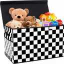 Youyole Extra Large Checkered Storage Box Truck Chest Basket with Lids