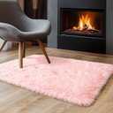 Rezutan Pink Super Soft Rug for Girls Bedroom 2x3 Feet, Fluffy Shag Area Rugs for Living Room Nursery, Fuzzy Cute Bedside Rug for Kids Room Baby Princess Room, Modern Indoor Comfy Plush Carpet Decor