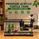 Turtle Tank Kit XLarge Acrylic Aquatic Tank Starter Kit | Tank+Lamp+Filter+Water Changer with Bask Platform, Bottom Drain for Turtles, Crabs,Fishes, Amphibians,Reptiles