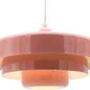 Pink Pendant Light Mid Century Pendant Lamp Nordic Pendant Lighting Fixture Hanging Ceiling Light 3-Layer Shade Design for Kitchen Island Dining Table Bedroom, D13.5" * H8.2"/ 35* 21cm