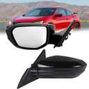 Driver Side Mirror Compatible with Honda Civic 2016-2021 Manual Folding Power Adjustment Glass Non Heated 3-Pins Rear View Door Mirror (Black)