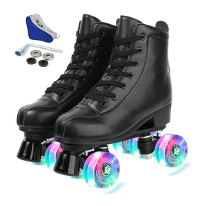 Jessie PU Leather Skates - Premium Adjustable Four-Wheel Roller Skates for Women, Men, Boys & Girls - Indoor & Outdoor. Size 41