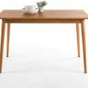 Jen 47 Inch Dining Table, Solid Wood Kitchen Desk, Easy Assembly, Natural Brown