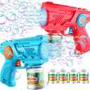 Bubble Machine for Kids Ages 2-4 5-7,Automatic Light Up Bubble Gun with 4 Bubble Solutions,Outdoor Toys for Toddlers, Birthday Gift for 3 4 5 6 7 8 Year Old Boys & Girls,Summer Toy,Party Favors