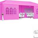 10'x30' Outdoor Canopy Tent Wedding Party Ten with 8 Removable Sidewalls, Waterproof Gazebo Patio Shelter for BBQ Camping Party Cater Events, Pink
