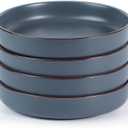 famiware Mercury Pasta Bowls Set of 4, 33 oz Large Salad Bowls, Ceramic Pasta Plates Bowls, Serving Bowls for Kitchen, Microwave & Dishwasher Safe, Charcoal