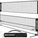 SONGMICS Badminton Net, Height Adjustable Volleyball Net, Pickleball Net for Junior Tennis, Kids, Indoor Outdoor Court, Foldable Nylon Net with Poles 10ft/13ft/16.5ft Wide (Black)