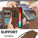 RANYOK Wallet Case Compatible with iPhone 17 Air Case, with 6 Card Holder RFID Blocking, PU Leather Zipper Flip Wallet Pocket, Kickstand, Wrist Strap | Protective Phone Cover for 17 Air, Brown