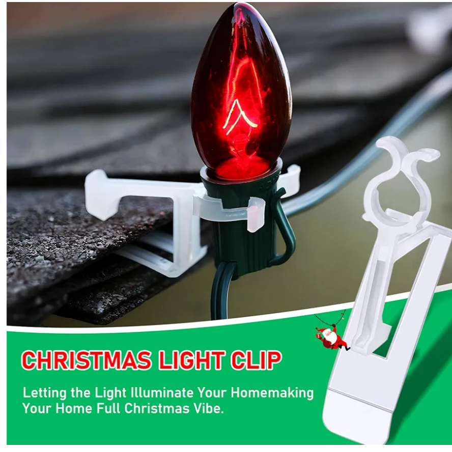 100 Pcs Christmas Light Clips - White Plastic Gutter Clips for Holiday String Lights - Weatherproof Decoration for Outside Roof Ridge Shingles Fence