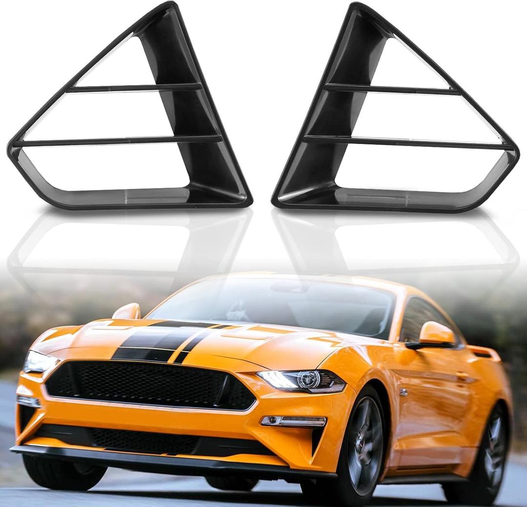 HAKA TOUGH Front Upper Grille Inserts for Ford Mustang GT 2018-2023, Modified Radiator Grille Insert Accessories, Replace P/N #JR3B-8200-AB, Black, Left & Right, 2PCS