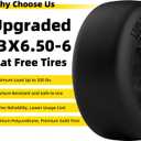 RONPOW 13x6.50-6 Lawn Mower Flat Free Tires and Wheels, 13x6.5-6 Heavy Duty Solid Front Tire for Zero Turn Mowers, 500Lbs Load, Universal 3/4", 5/8" and 1/2" Bearings, 5.51"-7.91" Hub, 2Pack Black