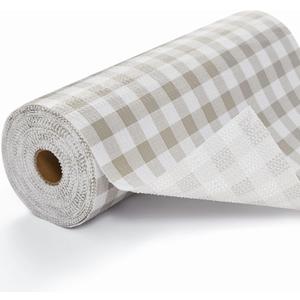 Drawer Shelf Liner, Non-Slip Kitchen Cabinet Liners Non-Adhesive Thick Strong Grip Waterproof Mats Protect Dresser Shelves Cupboard Bathroom Cabinets, Green Plaid, 23.6 in X 30 FT