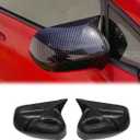 2Pcs Ox Horn Side Mirror Cover Exterior Decoration Rearview Mirror Guard Cover Trim for Honda Civic 2006-2011 Without turn signal Carbon Fiber Mirror Cap Cover (Not Replacement)