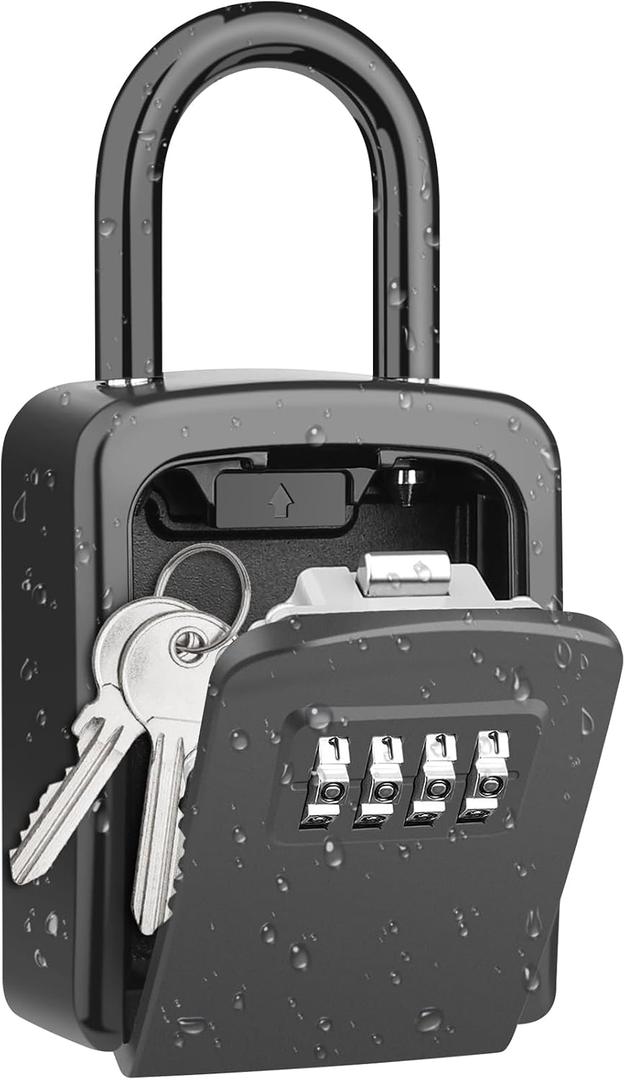Key Lock Box Wall Mounted, [5 Keys Capacity] Diyife Portable Lock box for House Key, Resettable Outdoor Lock Box, Waterproof Key Safe Storage Lock Box for Home Garage Office, 1Pack Black