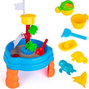 ArtCreativity 2 in 1 Sand and Water Table for Kids - Summer Outdoor Toys with Accessories for Toddlers - Sensory Table for Sand & Water Play - Summer Beach Activity Sandbox Toys for Boys & Girls